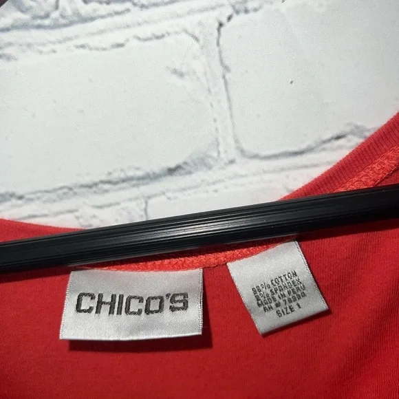 chico’s red long sleeve shirt size 1 - Picture 3 of 4
